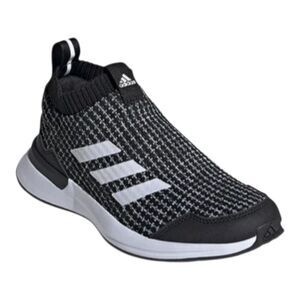 Adidas Big Kid Rapidarun LL J Black White Cloudfoam Knit Slip On Sneakers, 6.5